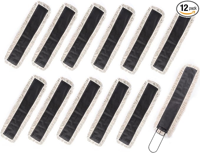 Matthew Cleaning 36'' High Strength Disposable Dust Mop Cotton Cut-end Yarn Mop Replacement Heads for Residential & Commercial Fit Standard Dust Mop Frames, Hardwood, Laminate, Concrete Floors 12Pack