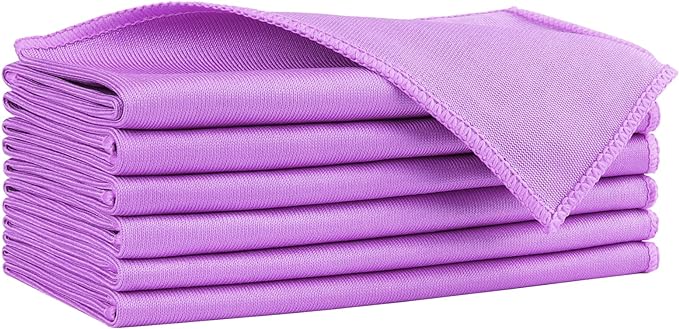 HOMEXCEL Microfiber Glass Cleaning Cloths 6 PK, Lint Free Streak Free, Reusable Microfiber Cleaning Cloth for Cleaning Windows, Glasses, Mirrors, Screens, Stainless Steel, and More Purple-14×16"