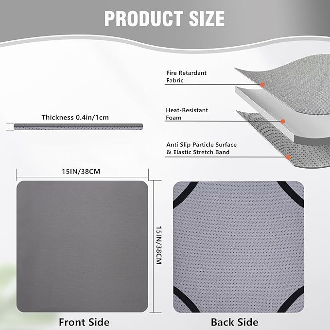 BetterSub Heat Press Mat, 15'' x 15'' Thick Heat-Resistant Foam for Protective Heat Transfer Machine Replacement Pad, Washable Base for HTV Craft Vinyl Ironing Insulation Transfer