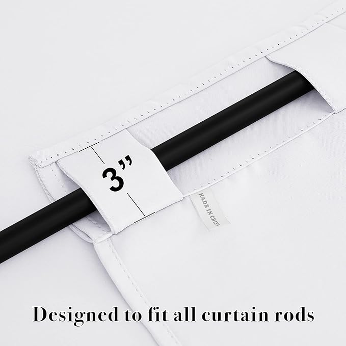 RYB HOME Half Blackout Curtains - Home Kitchen Door Window Treatment Drapes Back Tab Room Darkening Energy Saving for Kid's Room Hotel, 42 Wide x 54 Long, Pure White, 2 Pcs