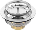 BOTEMY Stainless Steel Sink Drain Strainer Kit 3-1/2 inch Kitchen Drain Assembly with Metal Center Knob Basket Stopper Replacement for Standard Kitchen Sinks, Brushed