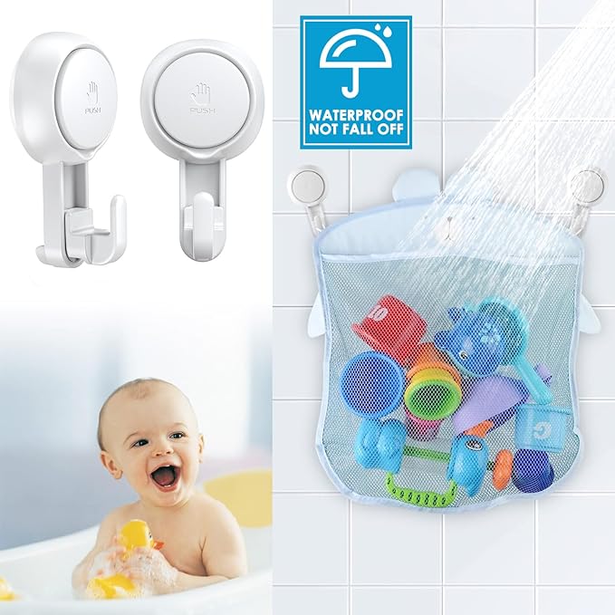 LUXEAR Suction Hooks Powerful Suction Cup Hooks Vacuum Suction Holder Heavy Duty Shower Suction Hooks Glass Door Window Christmas Wreath Hanger Waterproof Suction Hanger for Bathroom Kitchen-6Pack