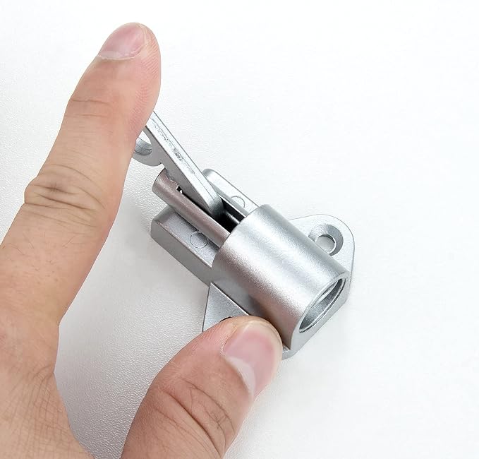 2 Packs Self-Closing Latches，Silver Gray Spring Door Lock，Resilient Bolt Latch Aluminum Alloy Safety Automatic Spring Barrel Slide Door Lock with Screws,Used for Gate,Window and Cabinet etc