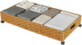 Under Bed Storage Containers with Wheels, 31.5in / 35L Handmade Rattan Underbed Organizer Drawer, Tool-free Assembly Rolling Under Bed Storage Bins for Shoes Clothes Toy Book
