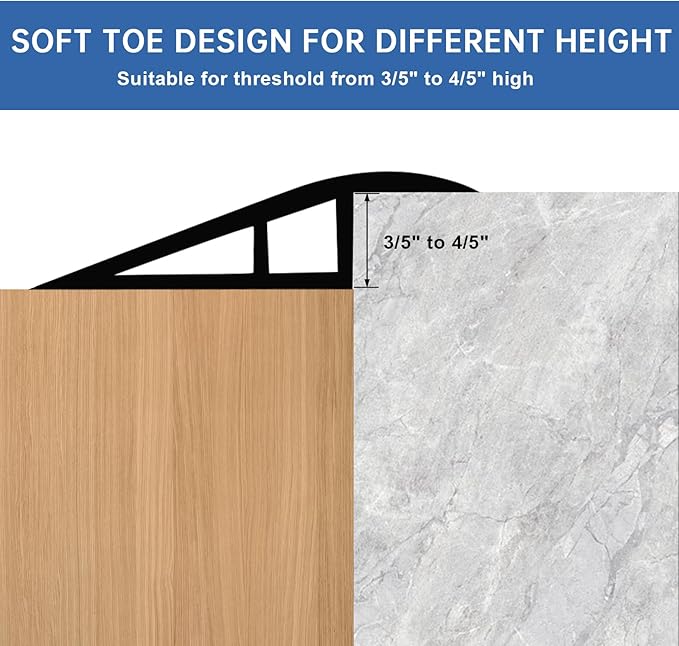 Vinyl Door Threshold Flooring Transition Strip Self Adhesive Carpet Edging Strip for Laminate Doorway Edge Threshold from 3/5" to 4/5" (Beige Wood Grain, 6.6 Ft)