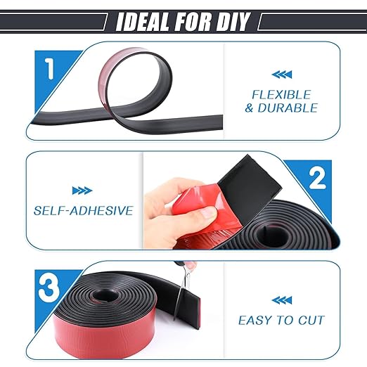Neoprene Rubber Strips Self Adhesive Sheets, Rolls & Strips with Adhesive Backing Rubber Pads Self Stick Seal Gasket Tape for Matting Padding - 3” Wide x 1/16" Thick x 10' Long