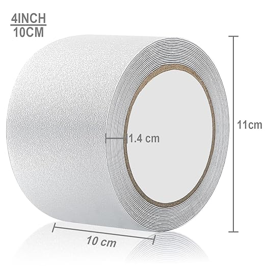 Anti Slip Tape Transparent, More Clear and Comfortable Safety Track Tape (4" Width x 190" Long, Clear)