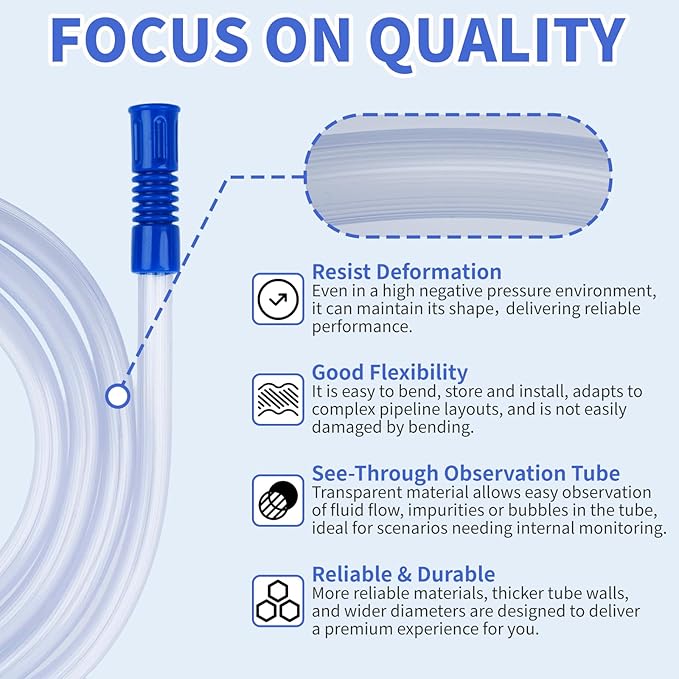3 PCS 71" Suction Tubing Hoses Extended Suction Connection Tube for Home Use, Flexible & Portable Hoses Vacuum Fits Various Devices
