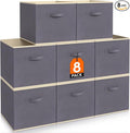 Lifewit 13 Inch Cube Storage Bins, Storage Cubes Foldable Medium Decorative Fabric Storage Baskets for Organizing Home Organizers with Handles for Shelves, Closet, Set of 8, 36L Grey