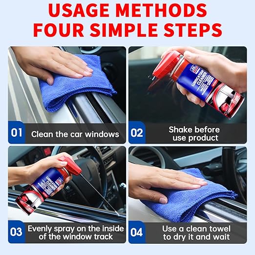 Glodway Automotive Window Door Seal,Silicone Seal Lubricants,Track Lube for Electric Windows,Noise Reduction with Smart Straw Sprays 2 Ways,10 OZ (Pack of 3)