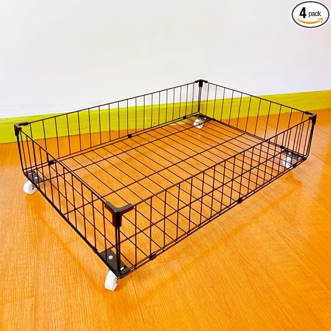 4 Pack Larger Under Bed Storage With Wheels,Rolling Under Bed Drawer,Under Bed Shoes Storage,Open Design, Large capacity,Suitable For Various Storage