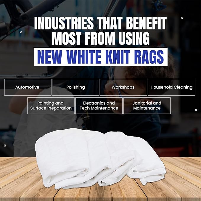Premium White T-Shirt Cleaning Rags (4 lbs. Bag - Pack of 6) – White Cotton Rags for Cleaning, Staining, Painting, Oil, Grease & Dust Removal – Shop Rags Bulk for Multipurpose use