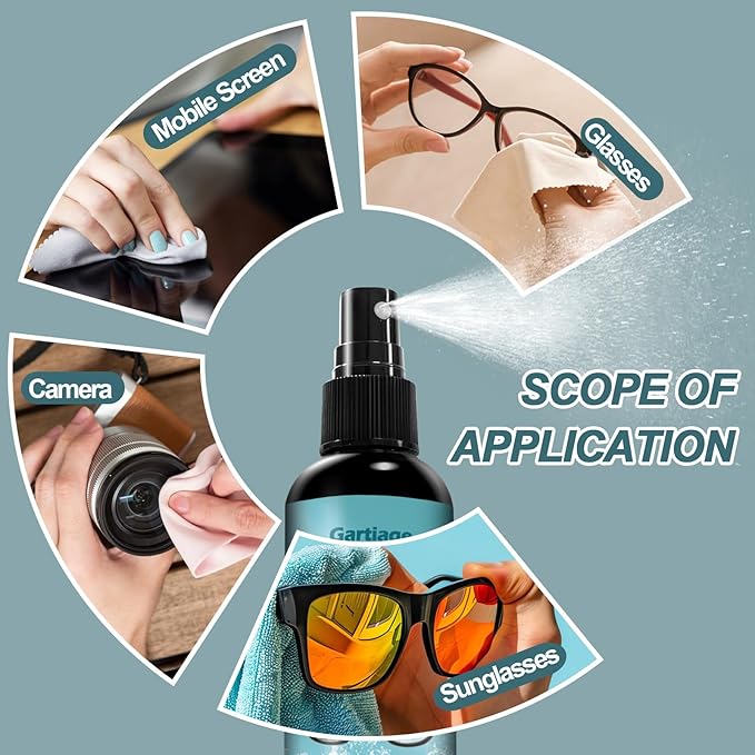 Eyeglass Scratch Remover for Lenses, Eyeglass Cleaner Spray, Glasses Lens Scratch Remover for Eyeglasses, Sunglasses Cleaning Kit (2PCS)