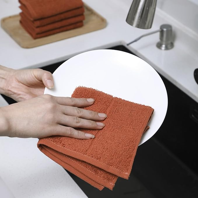 Glynniss Kitchen Dish Cloths Highly Absorbent Dish Rags 100% Cotton Wash Cloths for Washing Dishes (White, 50)