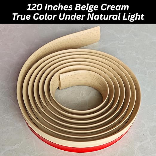 Floor Transition Strip Self Adhesive Carpet Wood Tile Vinyl Flooring Laminate Transition Cover Edge Trim Gap Doorway Threshold for Uneven Floors Heights Within 5 mm (120 inches, Beige Cream)