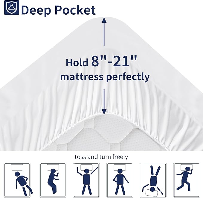 King Mattress Topper Extra Thick Pillowtop Cooling Mattress Topper Plush Mattress Pad Cover Protector with 8-21 Inch Deep Pocket 3D Snow Down Alternative Fill
