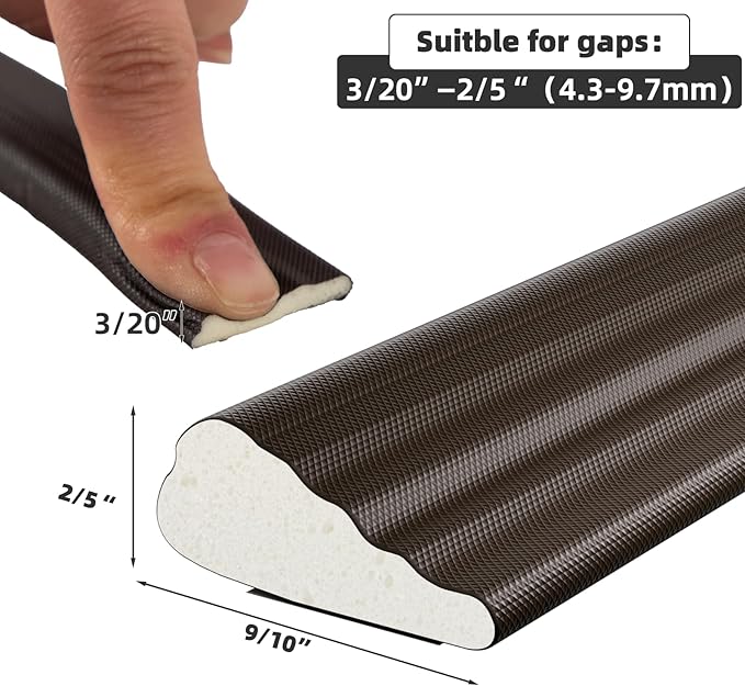 9.8 Ft Weather Stripping Seal Strip for Doors/Windows,Soundproofing Window Insulation Draft Stopper for Winter, Selfadhesive Foam Weather Strip for Door Frame,Door Gap Filler Noise Blocker(Brown)