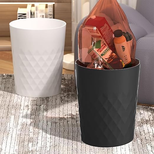 2 Pack Small Trash Can 1.8 Gallon Bathroom Garbage Can Waste Basket Recycling Bin for Dorms Bedrooms Offices Kitchens, White