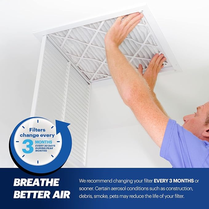 BNX TruFilter 16x25x2 Air Filter MERV 13 (4-Pack) - MADE IN USA - Electrostatic Pleated Air Conditioner HVAC AC Furnace Filters for Allergies, Pollen, Mold, Bacteria, Smoke, Allergen, MPR 1900 FPR 10