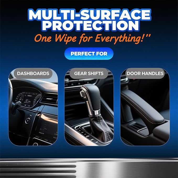 Car Interior Cleaning Wipes, All-Purpose Cleaning Wipes, Cleaning Wipe for Interior Auto Detailing, Multi-Purpose Automotive Wipes for Leather, Dashboard, Steering Wheel, Sofa, etc. 3packs.(60PCS)