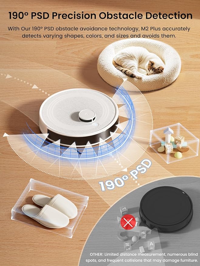 Lefant LiDAR Robot Vacuum and Mop,45-Day Self-Emptying,6000Pa Powerful Suction,Customized Cleaning,Home Mapping,140 Min Runtime,Roller Brush for Carpet,2.4G/5G WiFi/Alexa/APP/iWatch,M2 Plus