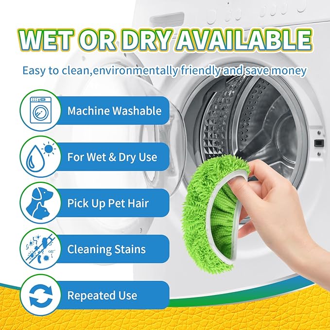 6Pcs Reusable Microfiber Mop Pads Compatible with Swiffer Sweeper Mop, Wet and Dry Flat mop Cover, Replacement Sweeping Mopping pad Refills for Surface/Hardwood Floor Cleaning