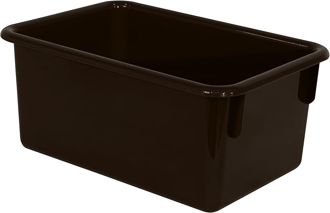 Wood Designs Cubby Storage Bin, Heavy Duty Plastic Containers for Kids Brown Cubby Tray Set of 25