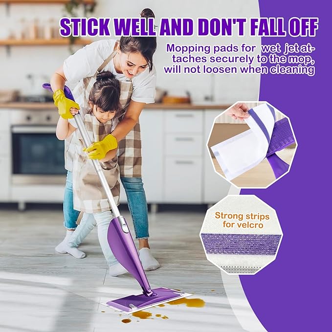 20 Count Mop Pad Refills for Wet Jet Mop, Wet Jet Pads for All Floor Types, Wet Jet Refill for Wet Pads Refill, 4 Layers Thickened Durable and Super Absorbent