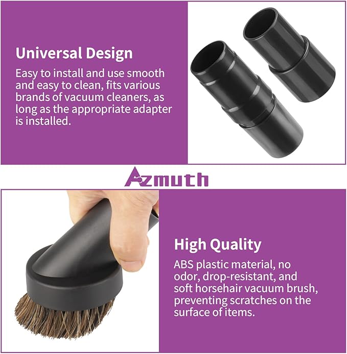 3 Pcs 25mm Soft Horsehair Vacuum Brush Attachment with Vacuum Hose Adapter for Shark Vacuum Attachments, Vacuum Attachment for Shop Vac Vacuum and Most Household Vacuum Cleaner