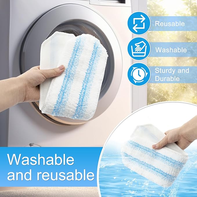 Mop Replacement Pads Compatible with O-Cedar H2prO Flat Mop System, 3 Pack Microfiber Mop Heads Replacements for Ocedar Flat Mop, Washable and Reusable Mop Pad Refills, Safe on Hard Floors