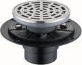 RANDOM Round Shower Drain Brushed Nickel 4 Inch Shower Drain with Adjustable PVC Base Flange,SUS304 Stainless Steel Bathroom Shower Floor Drain with Removable Grid Cover Grate.98768BN-S