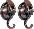 Suction Cup Hooks for Shower, Bathroom, Kitchen, Glass Door, Mirror, Tile – Loofah, Towel, Coat, Bath Robe Hook Holder for Hanging – Waterproof Wreath Hanger (Red Bronze 2Pack)