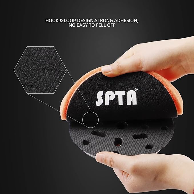 Orange Light Cut Pad, Buffing Polishing Pads, SPTA 3Pcs 6.5 Inch Face for 6 Inch 150mm Backing Plate Compound Buffing Sponge Pads for Car Buffer Polisher Compounding, Polishing and Waxing -X00224Y6O3