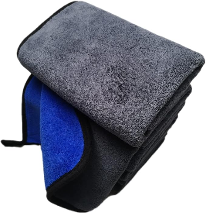 SOFTBATFY Ultrasoft, Large, Thick and Quick Drying Car Microfiber Cleaning Towel 800GSM Polishing Waxing Auto Detailing Towel Cloth (6pack,16 x 16inches) (Grey-Blue)