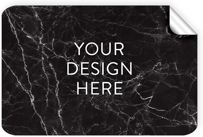 100 Custom Vinyl Stickers - Upload Your own Image, Text, Design, Logo - Personalized Logo Labels for Handmade, Packaging, Bottle, Jars, Candle, Brand Stickers (Black Marble, 4x2)