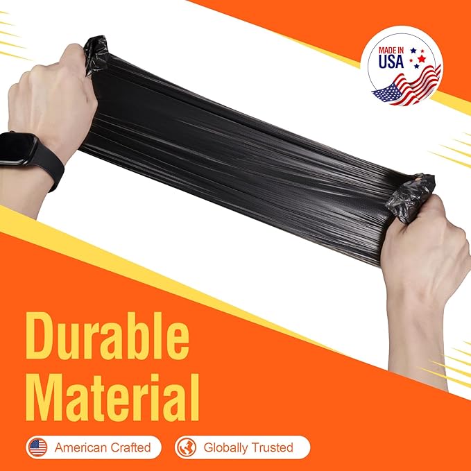 Delxo 40-45 Gallon Black Trash Bags, 125 Count – Heavy Duty Contractor Garbage Bags, Thick, Durable & Puncture-Resistant Plastic – Made in USA for Kitchen, Yard & Commercial Use