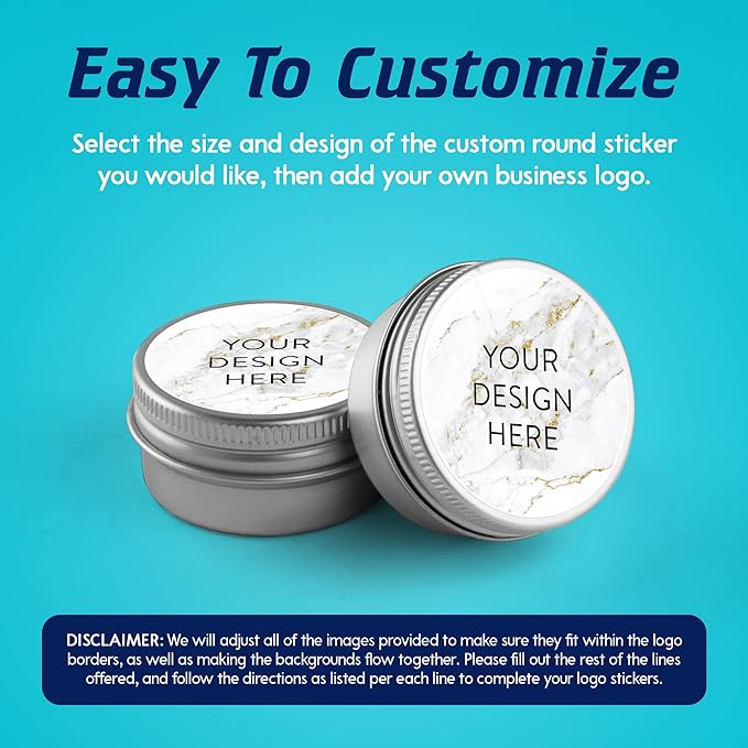 100 Custom Vinyl Stickers - Upload Your own Image, Text, Design, Logo - Personalized Logo Labels for Handmade, Packaging, Bottle, Jars, Candle, Brand Stickers (Gold Marble, 1x1)