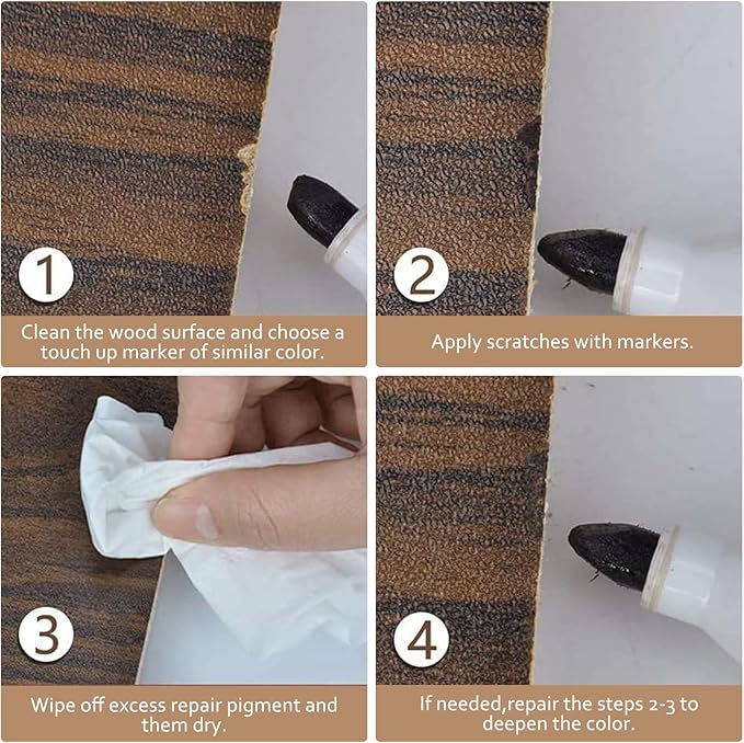 Wood Furniture Repair Kit- 8 Colors Wood Fillers and Touch Up Markers, New Upgrade Wood Repair Kit, Wood Markers for Scratches Stains- Restore Wooden Table, Cabinet, Floors, Door, 20 Sets