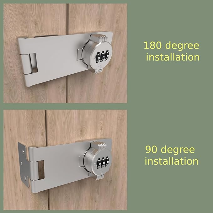 Keyless Combination Lock – 3-Digit Combination Lock for Cabinet Doors – Twist Knob Hasp Latch Lock with Password Code – Zinc Alloy Cabinet Door Latch for Kitchen Drawers, Cabinets, Cupboard (Silver)