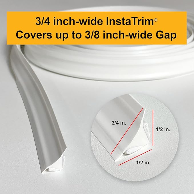 InstaTrim The Original Flexible Trim -10ft Dark Brown 3/4" Wide Caulk Tape - Adhesive Trim with Many Uses Including Caulking for Bathtubs, Sinks, Counters, Tile, Floors - Made in USA