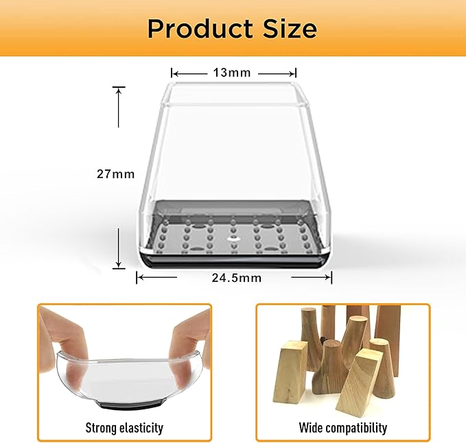 Furniture Sliders,24 PCS Square Chair Leg Sliders for Carpet, Furniture Movers Sliders, Carpet Chairs Furniture Glides, Floor Protectors, Carpet Moving Sliders Easily Move.(Clear,Fit:0.67-0.87").