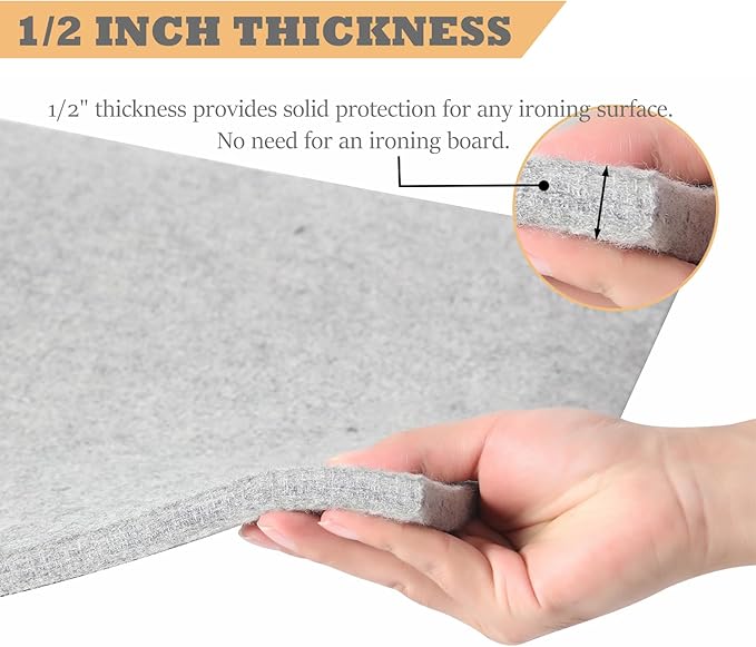 Wool Pressing Mat for Quilting, 24" X 36" Portable Wool Ironing Mat 100% Felted Wool Iron Board for Quilters, Great for Quilting & Sewing Projects