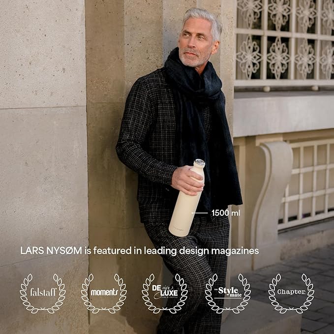 LARS NYSØM Stainless Steel Insulated XL Water Bottle 12oz 17oz 25oz 34oz 51oz | Insulated Thermo Flask for Hot and Cold Beverages | Leakproof Drinking Bottle (Pumpkin Orange, 50.7 oz)