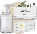 MaisoNovo 14 oz Clear Glass Foaming Soap Dispenser with White Pump + Mixed 4 Pack Foaming Hand Soap Refill Tablets