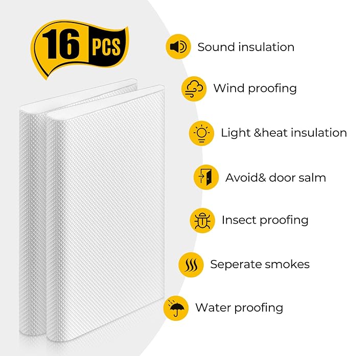 Zonon 16 Pieces Door Corner Seal Weatherstripping Exterior Door Frame Seal Draft Stopper Adhesive Corner Pads for Weather Stripping and Draft Protection (White,Brown)