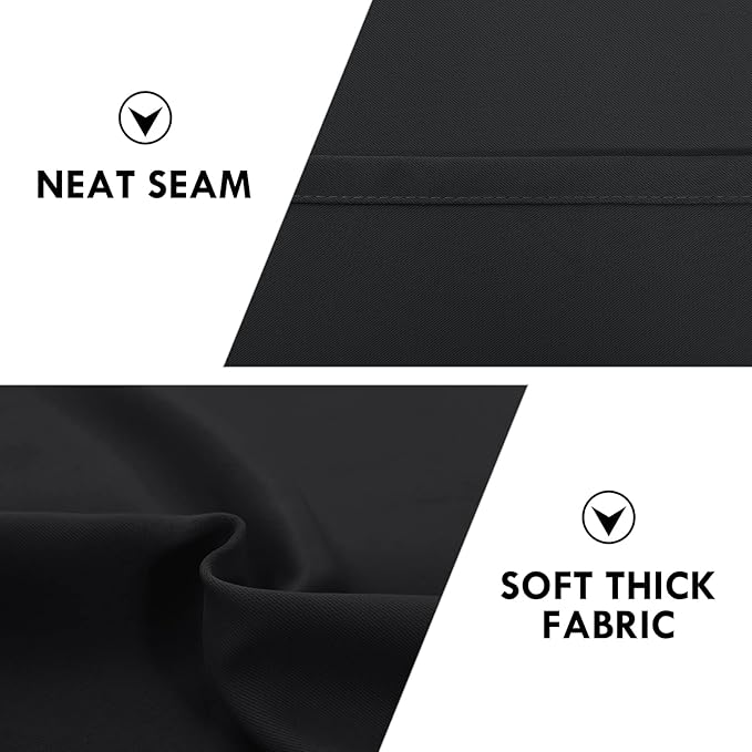 DWCN Blackout Curtains for Bedroom - Thermal Insulated Privacy Energy Saving Rod Pocket Drapes for Living Room, W 38 x L 63 Inch, Black, Set of 2