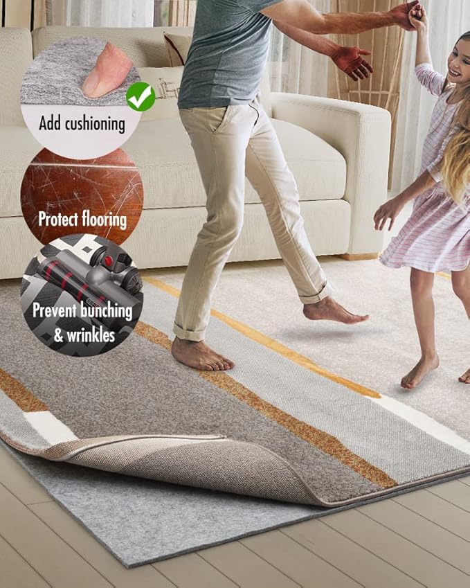 Non Slip Rug Pad Gripper - 2x8 Feet 1/4” Extra Thick Felt Under Rug for Runner Rugs and Hardwood Floors,Super Cushioned Non Skid Carpet Padding