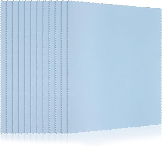 Frienda 12 Pack Large Microfiber Glass Cleaning Cloths 12 x 12 Inch Oversized Eyeglass Sunglasses Cleaning Cloths for Electronics Glasses Screens and Lenses(Blue)