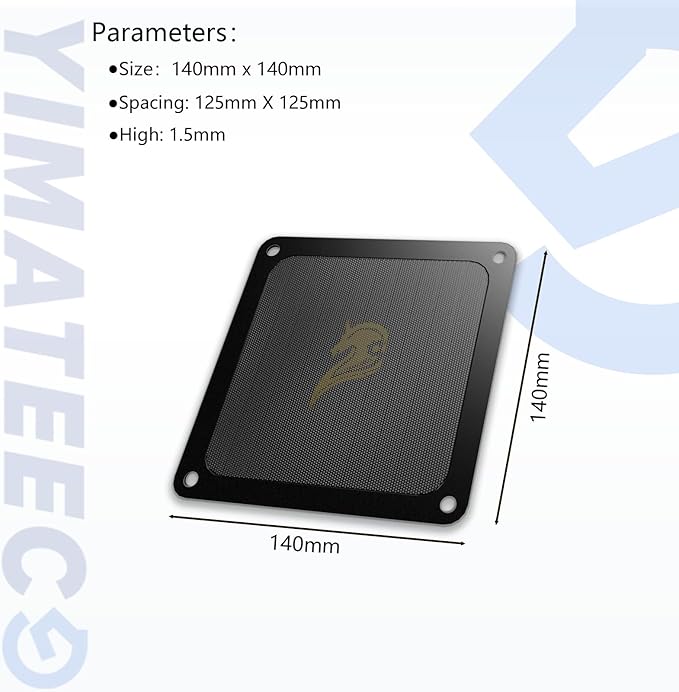 Dust Filter PC 140mm for Computer Cooler Fan/PSU/Routers Computer Fan Filter Grills PVC 50 Mesh, Magnetic Frame PC Cooler Filter Dustproof Mesh (PVC, 140 * 140mm, 5pcs, Black)
