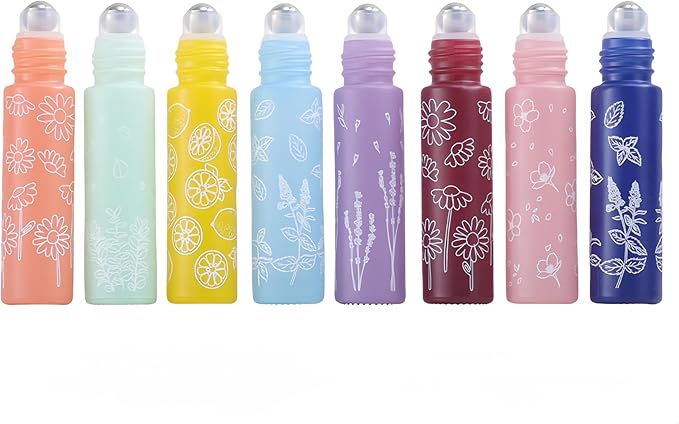 10 Pcs Yellow Glass Essential Oil Roller Bottles,10ml Empty Refillable Roll on Bottles,Glass Travel Roller Bottles with Stainless Steel Roller Balls for Essential Oil,Perfume,Aromatherapy,Lip Balms